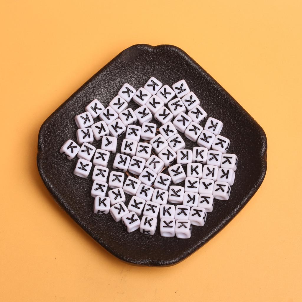 White Black Pendants Handcrafts Beading Material DIY 26 Letters Beads Bracelets Phone Chain 5.5mm Acrylic Big Hole Necklace DIY Jewelry Accessories