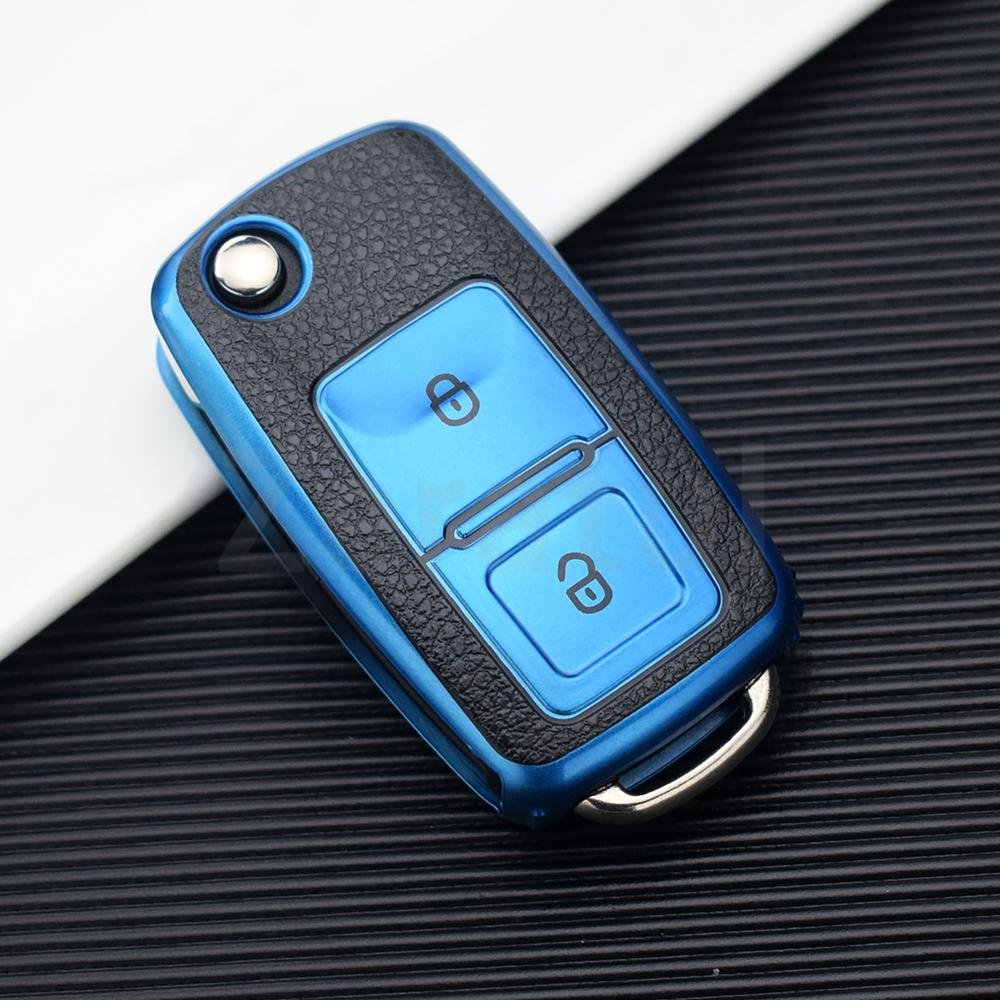 2/3 Buttons TPU Leather Car Key Case Cover Shell Fob Bag for VW Volkswagen Polo Tiguan Passat Golf Jetta Lavida Skoda Octavia
