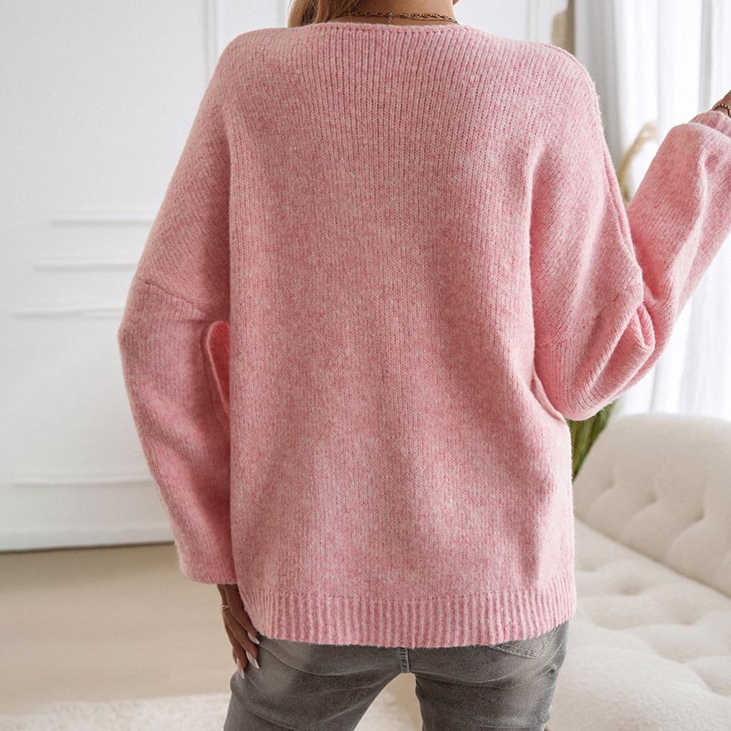 Women's Casual Loose Cardigan Lace-up Solid Color Sweater