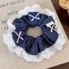 Fashion Colorful Bow Denim Splicing Lace Hair Scrunchies Headband Women RetroTemperament Hair Rope Girl Tie Ponytail Rubber Band