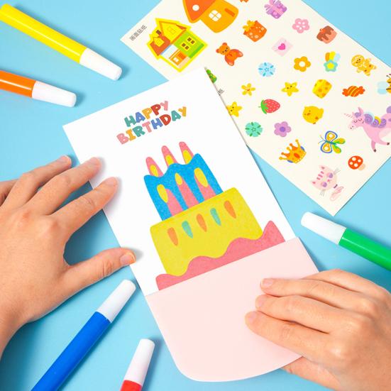 Детский набор для рисования ракелем, набор наклеек с красками и радугой, точечная живопись