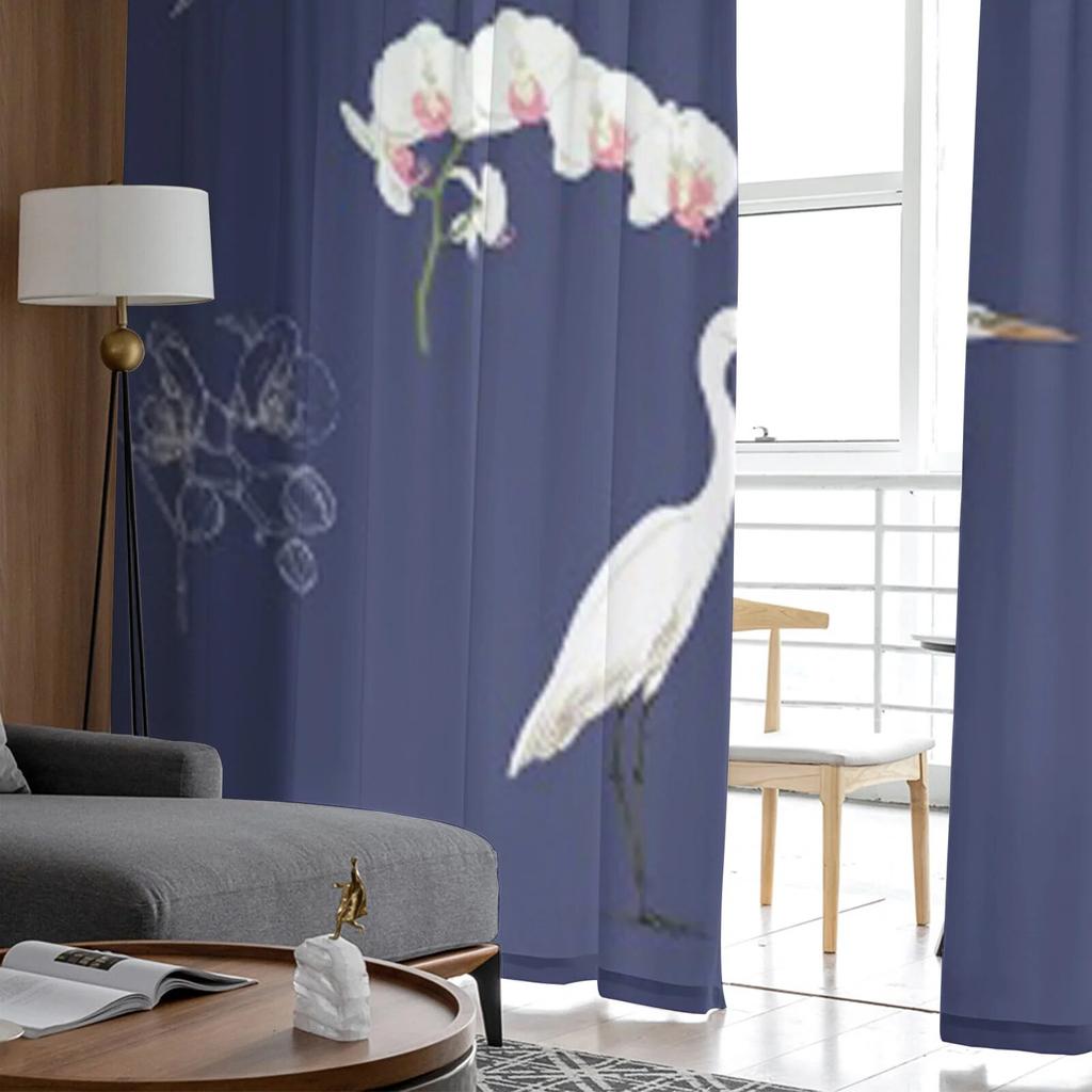 White Heron Cockatoo Parrot Sheer Curtains for Living Room Transparent Tulle Window Curtain Bedroom Kitchen Decor Veil Drapes