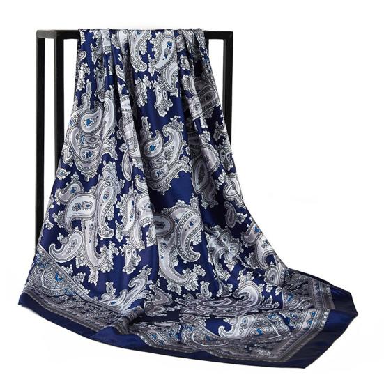 Women Head Wrap Vintage Retro Square Shape Contrast Color Foldable Head Protection Soft Fabric Paisley Print Summer Scarf Female Headwear