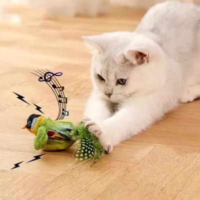 Интерактивная da Bird Игрушки для кошек Машущая птица Игрушка для кошки Летающие крылья Воробей Игрушки с кошачьей мятой Яркая имитация чириканья Игрушка для котенка