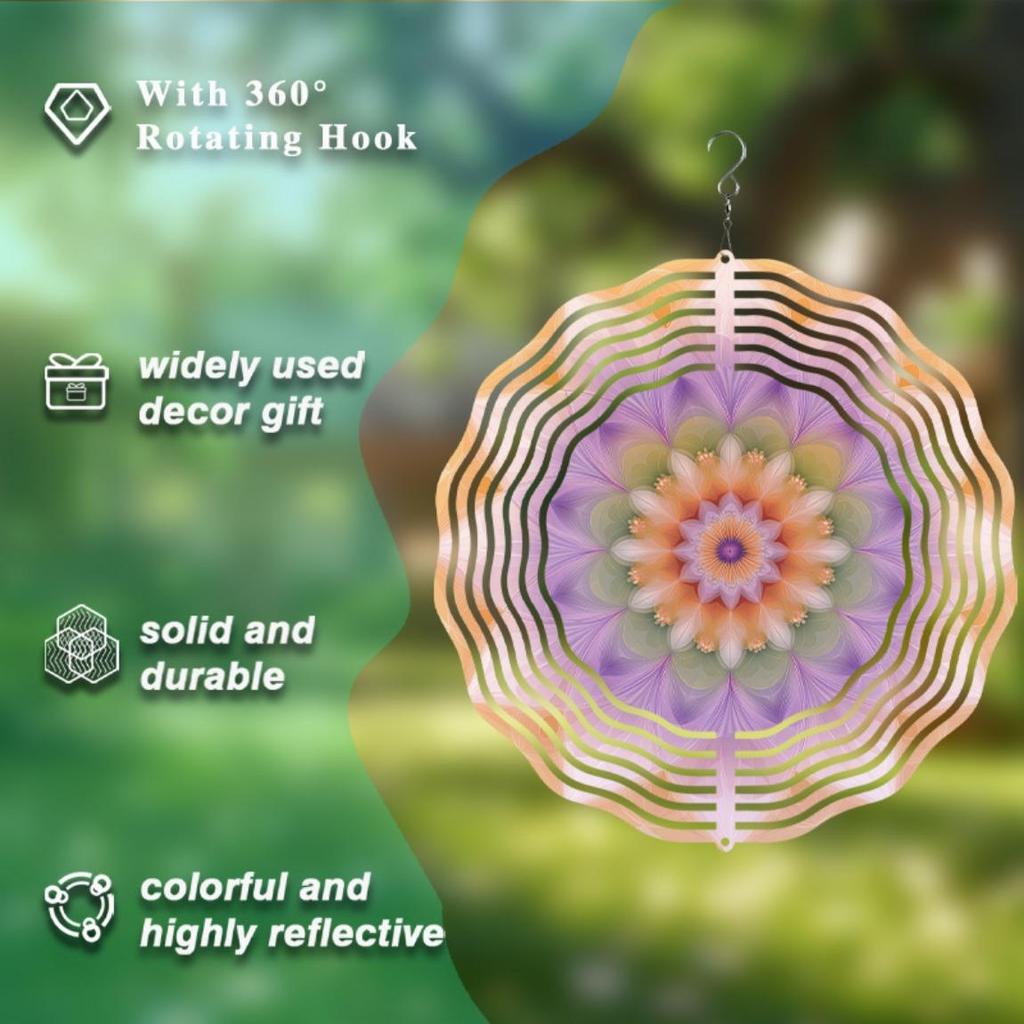 Яркий фиолетово-оранжевый металлический колокольчик с крючком, вращающимся на 360 градусов, уникальный спиральный дизайн, уличный садовый декор для весны, лета, осени, креативный подарок