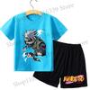 Naruto Boy Girl T-shirt Set Cartoon Tees Anime Cartoon Children Cotton Short Sleeves Shorts 2pcs Set Kids Fashion Summer Clothes
