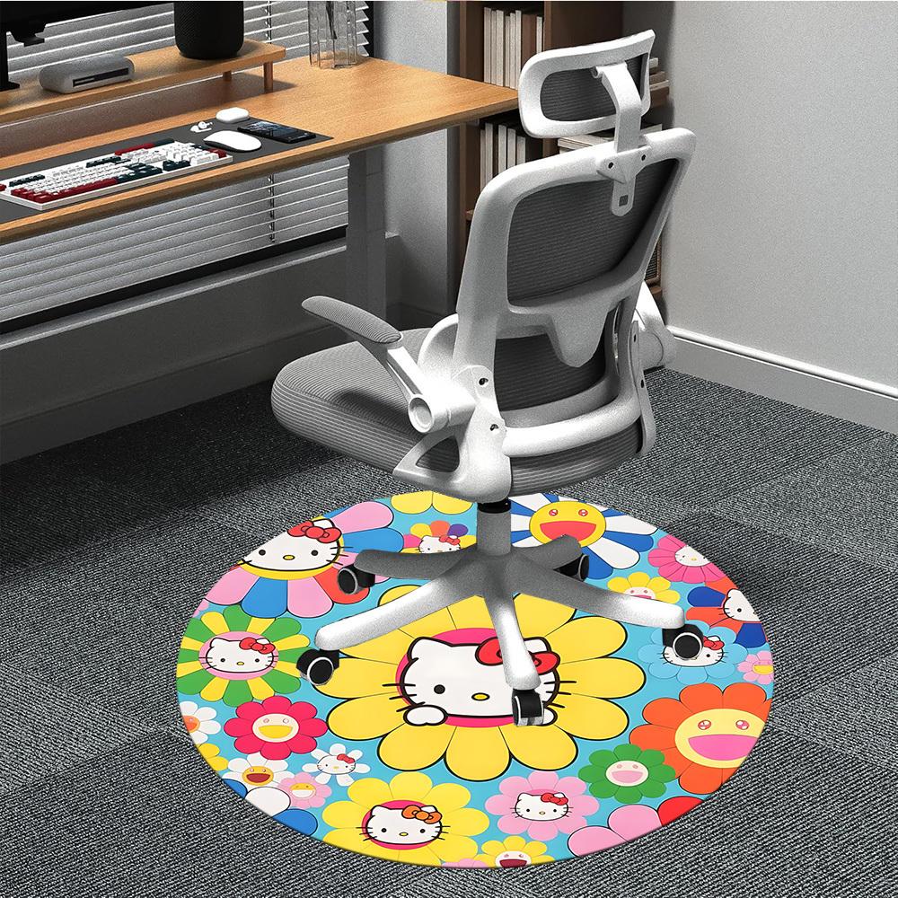 1 шт. Ковер-сиденье Hello Kitty для офиса, для помещений, нескользящий, моющийся, из полиэфирного волокна, коврик для офиса, можно стирать в машине