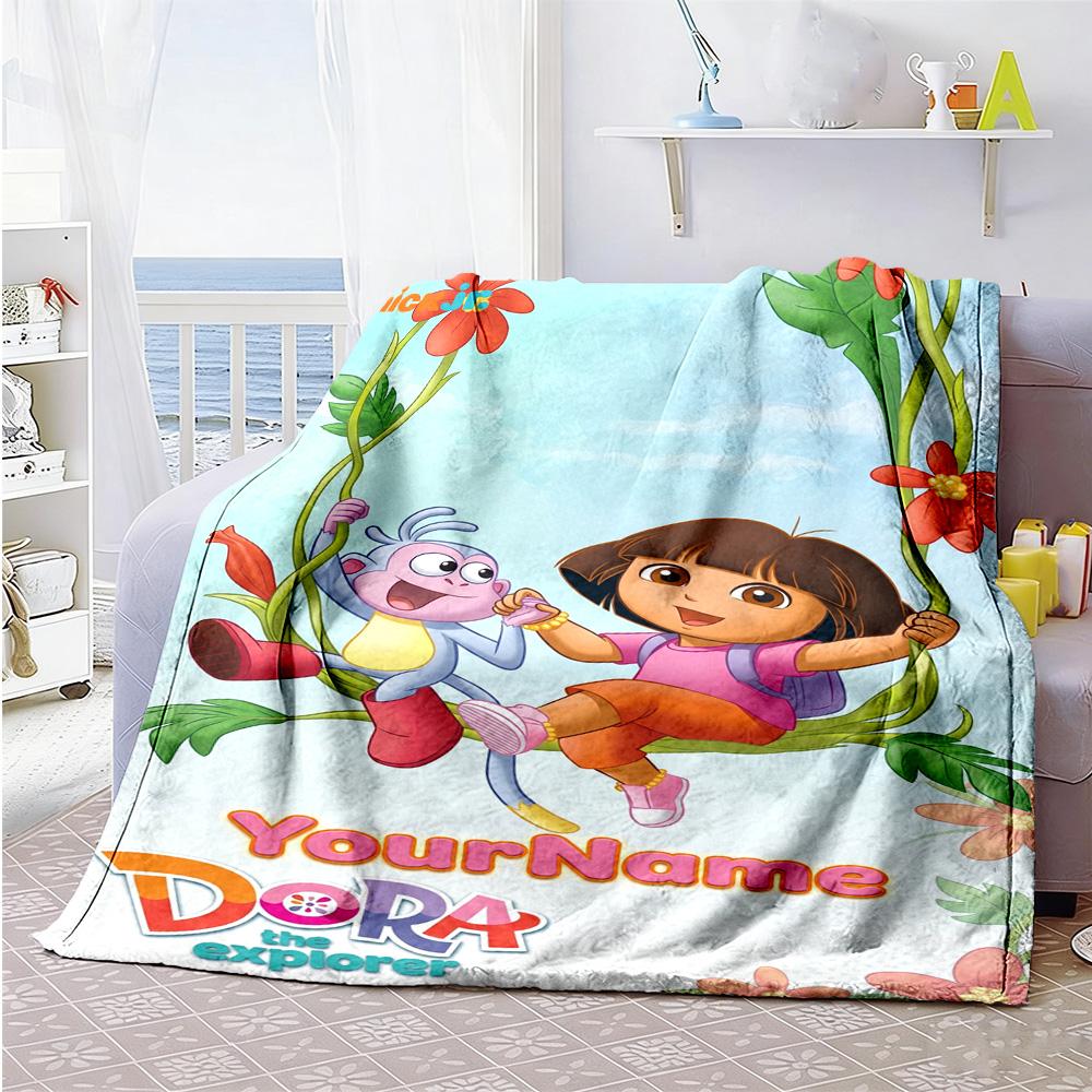 Dora Explorer Personalized Text Blanket Throw Personalized Blanket Ultra-Soft Throw For Sofa Couch Living Room Office Chair for All Occasions