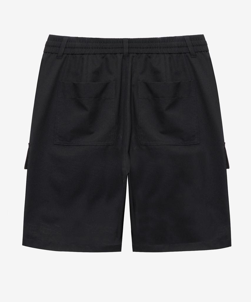 Mind Bridge [Air Cool] Mesh Semi-Wide Cargo Full Elastic Waist Black Half Pants