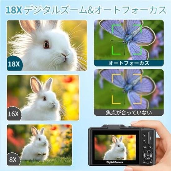 Keculbo Digital Camera 5K 75MP WIFI Sends Smartphone Auto Focus 3.0 Inch 180 Degree Rotating Screen Micro SD Card Black 18x Zoom Transfer Function AF