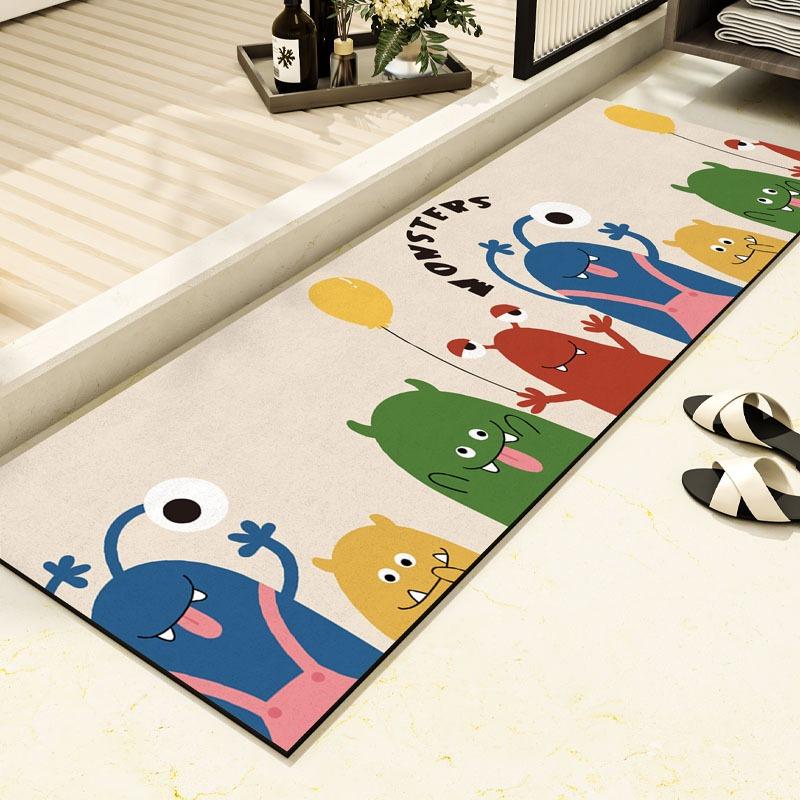 Коврик для ванной комнаты Нескользящий Водопоглощающий Грязеотталкивающий Коврик для пола Милый Панда Черный Коврик Длинная Полоса Домашнее Украшение Коврики для ног