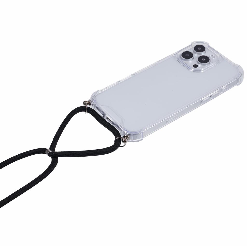 Для iPhone 16 Pro Чехол Усиленные 4 угла Акрил+ТПУ Чехол для телефона с регулируемым шнурком