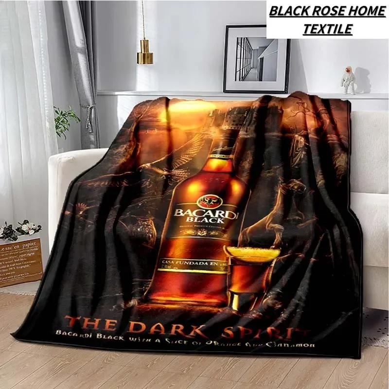 Fashionable Art Print Bacardi Rum Logo Blanket Family Bedroom Bed Sheet Outdoor Car Travel Camping Picnic Plush Sleeping Blanket