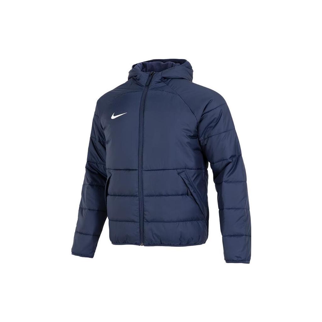 Nike Повседневная ветрозащитная теплая однотонная хлопковая куртка с капюшоном мужская куртка синего цвета DJ6311-451