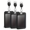 3Pcs Sliding Badge Holders with Retractable Badge Reel Carabiner Office School ID Card Holder Case Protectors