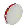 10 Inch Hand Tambourine with Metal Single Row 8pcs Metal Cymbals Jingles Sheepskin Drum Skin Wooden