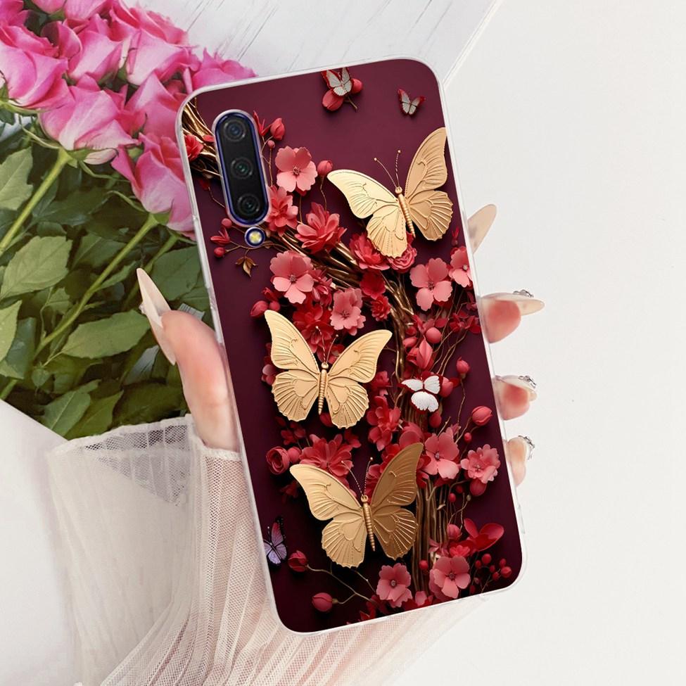 Transparent Casing For Xiaomi Mi9 Lite Case Cute Cat Fashion Butterfly Funny Cool Painted Cover M1904F3BG