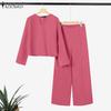 Women Long Sleeve Blouse and Pants Casual Two Piece Suit Sets