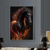 Абстрактная бегущая лошадь с огнем, холст, картина, современные изображения животных, постер и принты, настенное искусство для дома, гостиной, без рамки