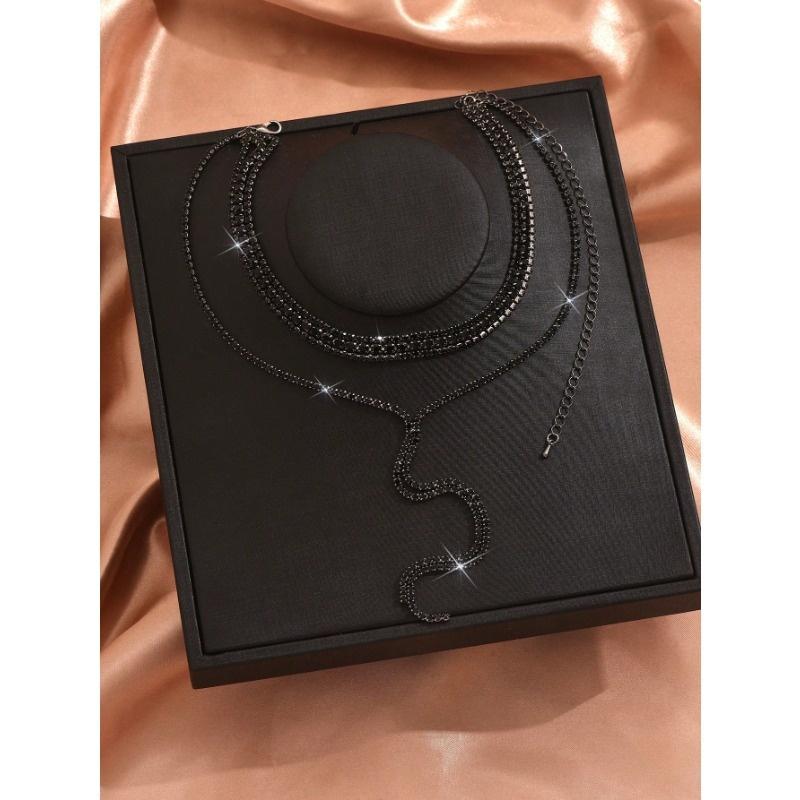 Роскошный и элегантный стиль, многослойное ожерелье с кисточками черного/белого цвета, сверкающие стразы, для невест, изысканные аксессуары, подчеркивающие темперамент