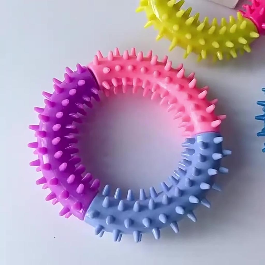1 шт. Прочные жевательные игрушки для собак из ТПР, трехцветное кольцо с шипами, интерактивные игрушки для игр с собакой, тренировочные игрушки для чистки зубов, товары для домашних животных, праздничные подарки