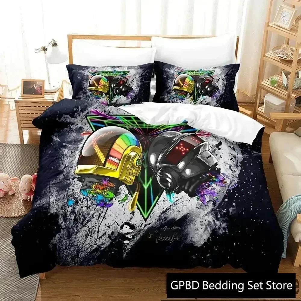 Luxury New 3D Print Daft Punk Bedding Set Duvet Cover Bed Set Quilt Cover Pillowcase King Queen Size Boys Adult Bedding Set