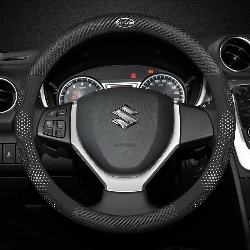 Для Suzuki S-Cross Swift SX4 Vitara Jimny Grand-Vitara Baleno Автомобиль Замша Углеродное волокно Кожа Накладка на руль Аксессуары