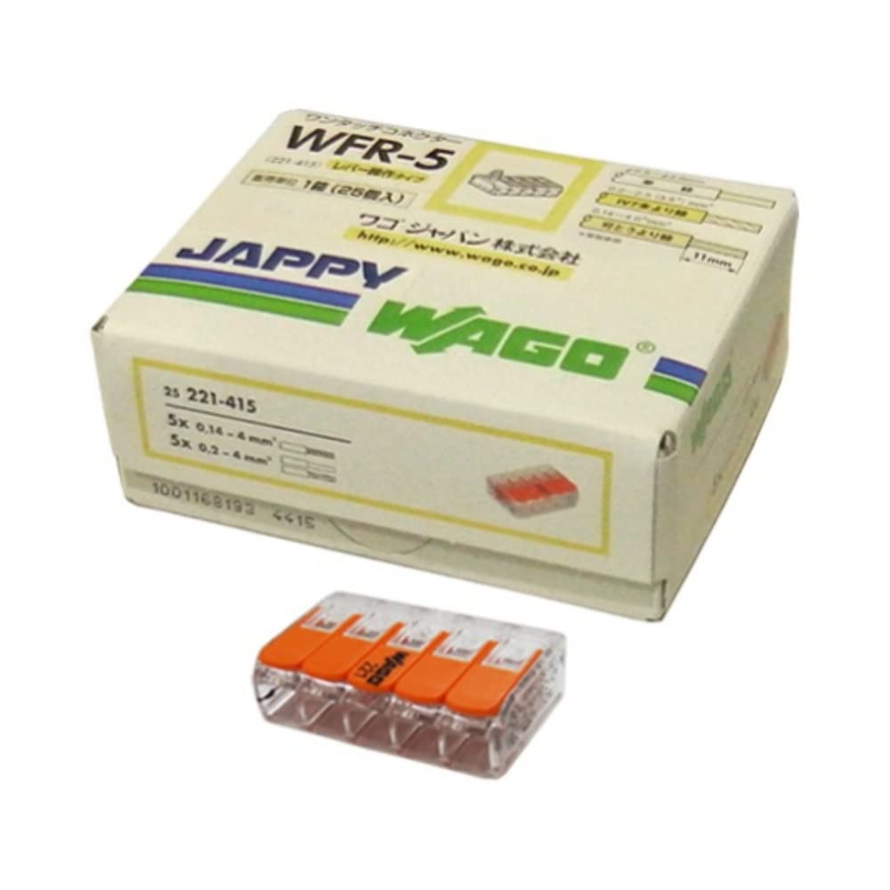 JAPPY Коннектор с одним нажатием, Прозрачный тип, 5 электродов, WFR-5-JP, 25 штук