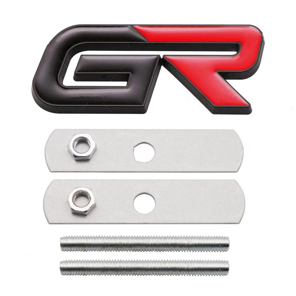 ADE1 3D Metal GR Car Front Grille Emblem Badge Rear Trunk Sticker Decal For Toyota GR Gazoo Sport C-HR RAV4 Mirai Avensis Prado Prius