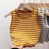 Женский короткий облегающий и сексуальный летний топ без рукавов из ледяного шелка, базовый свитер-майка для женщин
