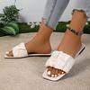 Large Size Open-toed Low-heeled Slippers Women's Summer New Fashion Pleated One-character Cool Slippers