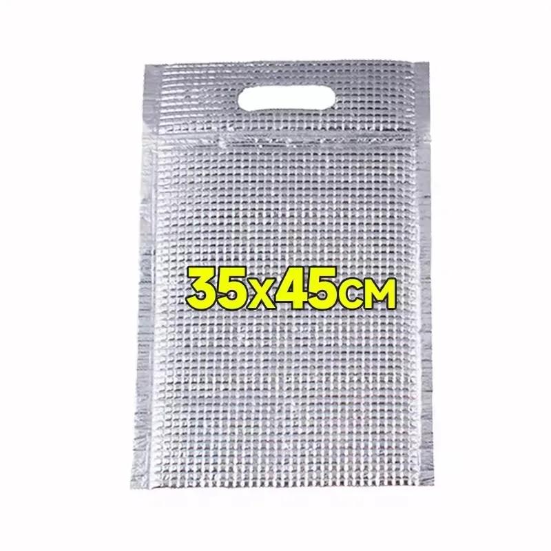 Portable Aluminum Foil Insulated Bag Reusable Thermal Lunch Tote for Cold Food and Drinks Kitchen Cooler Pouch