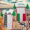 Italian Men's T-shirt Short Sleeve Round Neck Italian Flag Print Neutral Top Fashion Casual Oversized T-shirt For Men