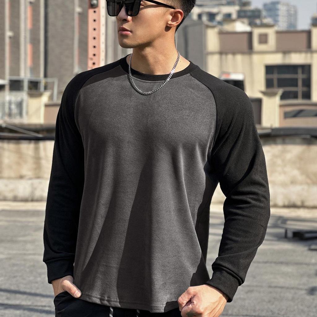 Осенний пуловер Muscle Fitness Brothers: Двухсторонняя немецкая бархатная рубашка с длинным рукавом для бега (Европейский размер)