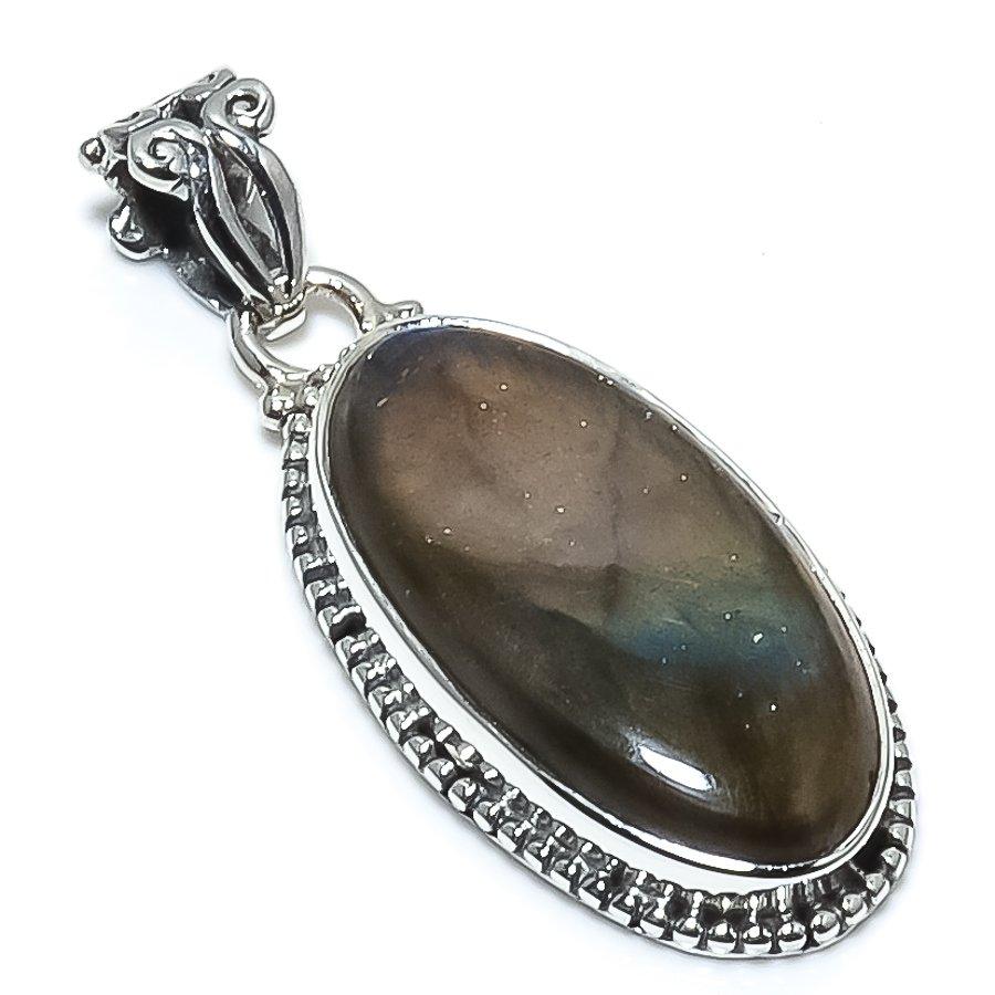 Натуральный лабрадорит, драгоценный камень, стерлинговое серебро 925 пробы, подарочная подвеска, 1,65 дюйма, R7j17