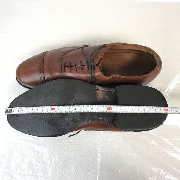 Vintage 80s-90s Allen Edmonds Byron Goodyear Welted Leather Punched Cap Toe Shoes Size 9.5D 27.0-27.5cm Brown(USED)