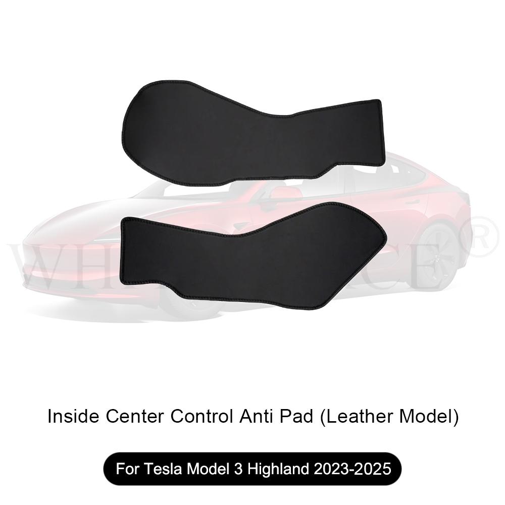 For Tesla Model 3 Highland 2024 Center Leather Kick Mat Model 3/Y - TPE Waterproof Mat on Both Sides of Center Control