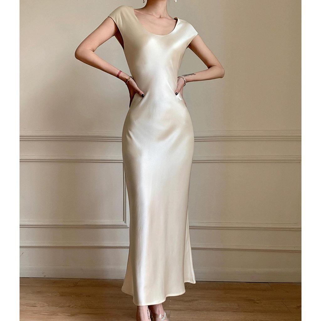 Elegant Fishtail Satin Dress: 2025 Summer Style