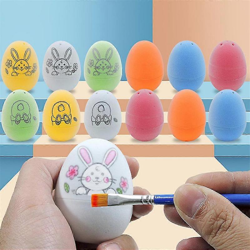 24pcs Easter Painting Eggs Hanging Plastic Easter Eggs With Rope, Diy Eggs Decoration For Party Favors