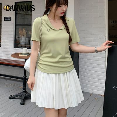 Футболка с v-образным вырезом, женская летняя футболка больших размеров с усадочной талией, плиссированные топы с короткими рукавами и шипами