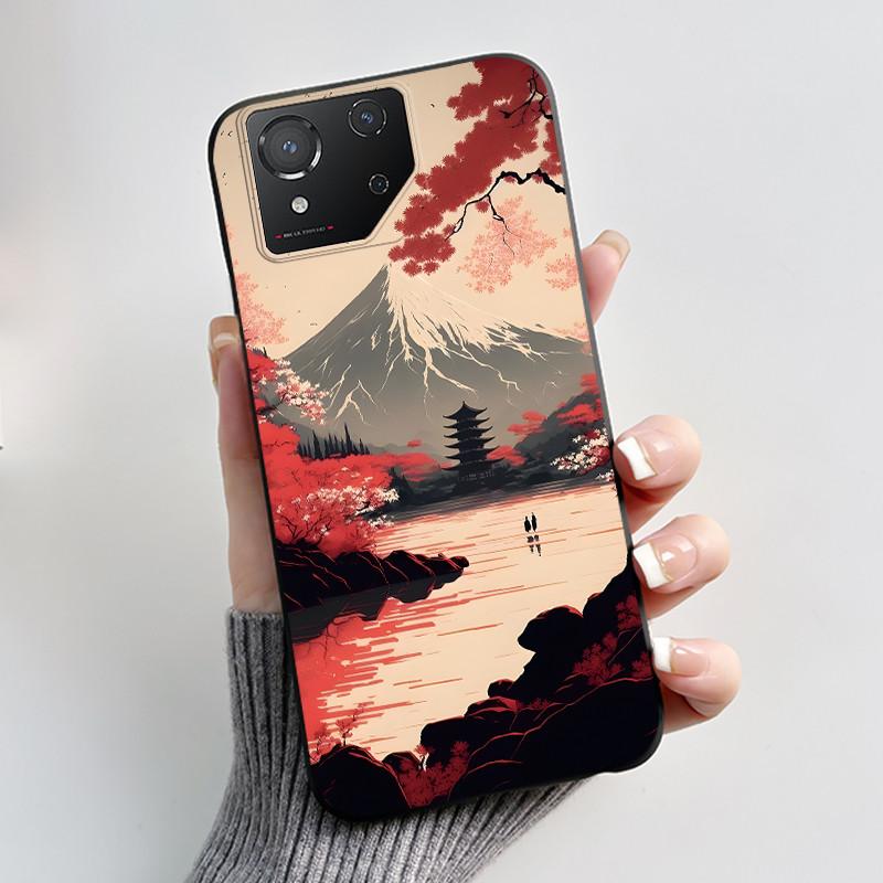 Чехол для Asus ROG Phone 8 Чехол для телефона ROG 8 Pro Роскошный Милый Кролик с Сердечком Забавный Черный Мягкий ТПУ Силикон Защитная Задняя Крышка