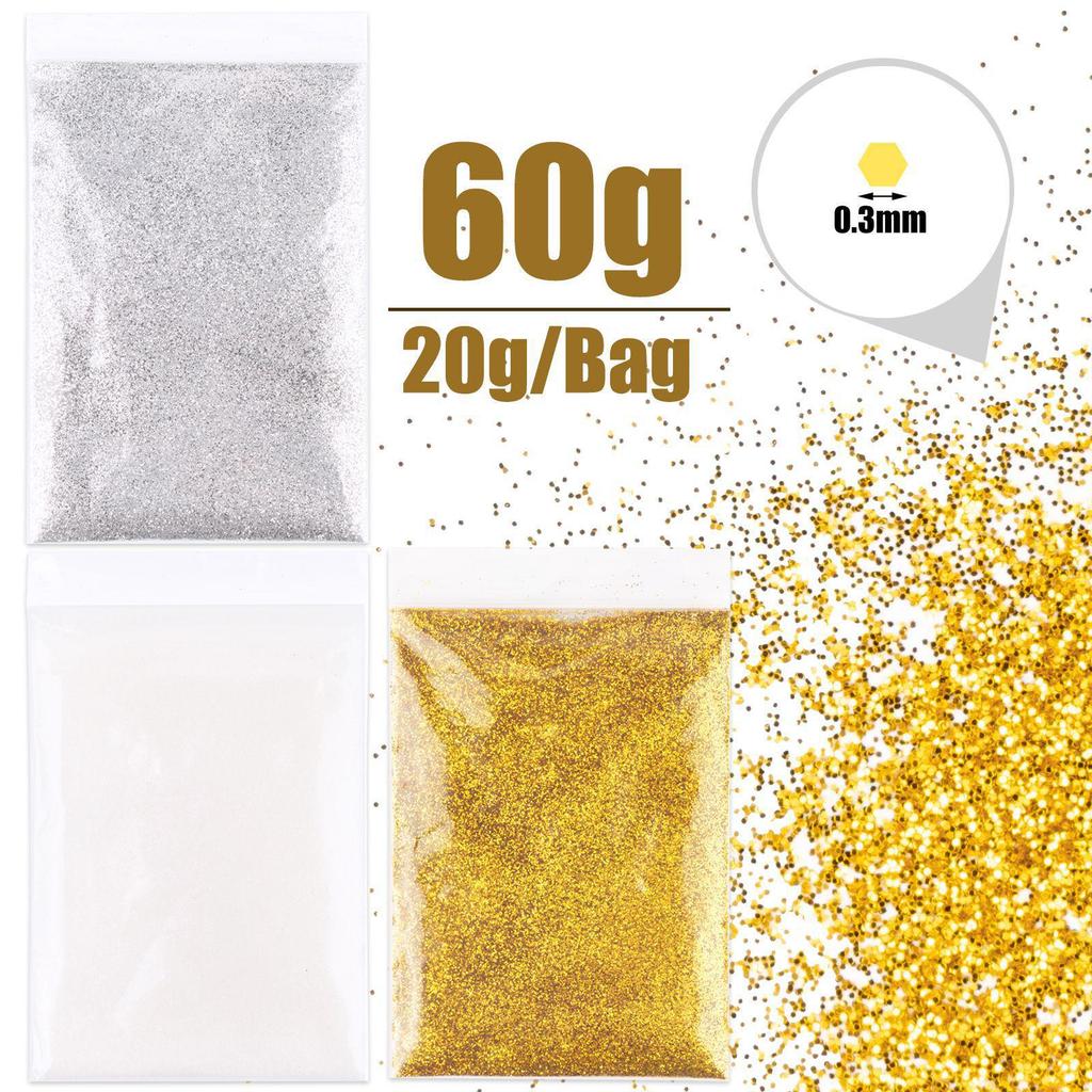 Золотой, серебряный и блестящий пигментный порошок с клеем для поделок своими руками и рождественских украшений.