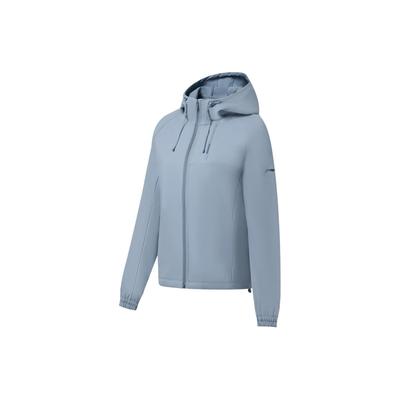 Li Ning Fitness Series однотонная флисовая ветровка с капюшоном на молнии женская верхняя одежда нежно-серо-голубого цвета AFDSA14-5