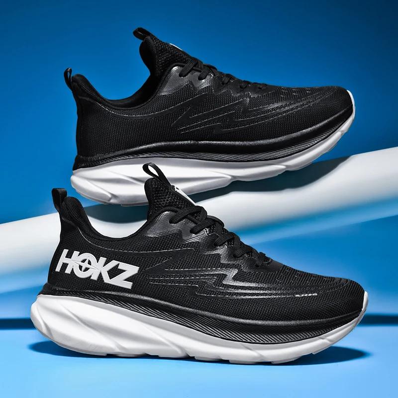 Мужская обувь для бега Кроссовки для джоггинга Уличная амортизирующая гоночная обувь Нескользящая Роскошная обувь Дышащая сетка Для пары Внедорожные кроссовки