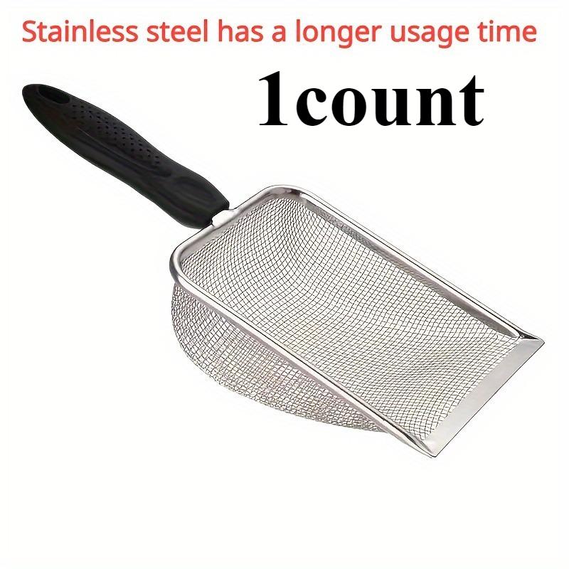 A Large Colander Stainless Steel Pet Feces Shovel Plastic Handle Stainless Steel Shovel for Easy Use of Dogs and Cats