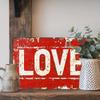 1PC Vintage-Style 'LOVE' Metal Tin Sign, 8x12 Inch - Distressed Red Heart, Rustic Wall Decor For Home & Living Room