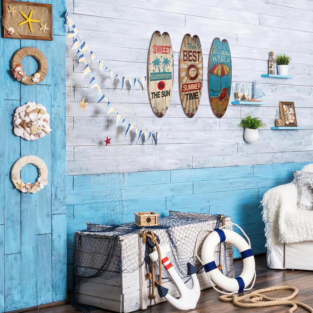 3 шт. Таблички Серф для украшений Домашний декор Подвесной декор Декоративная табличка Настенные знаки Тематическое украшение Деревянная табличка Доска Деревянная доска для серфинга Пляж