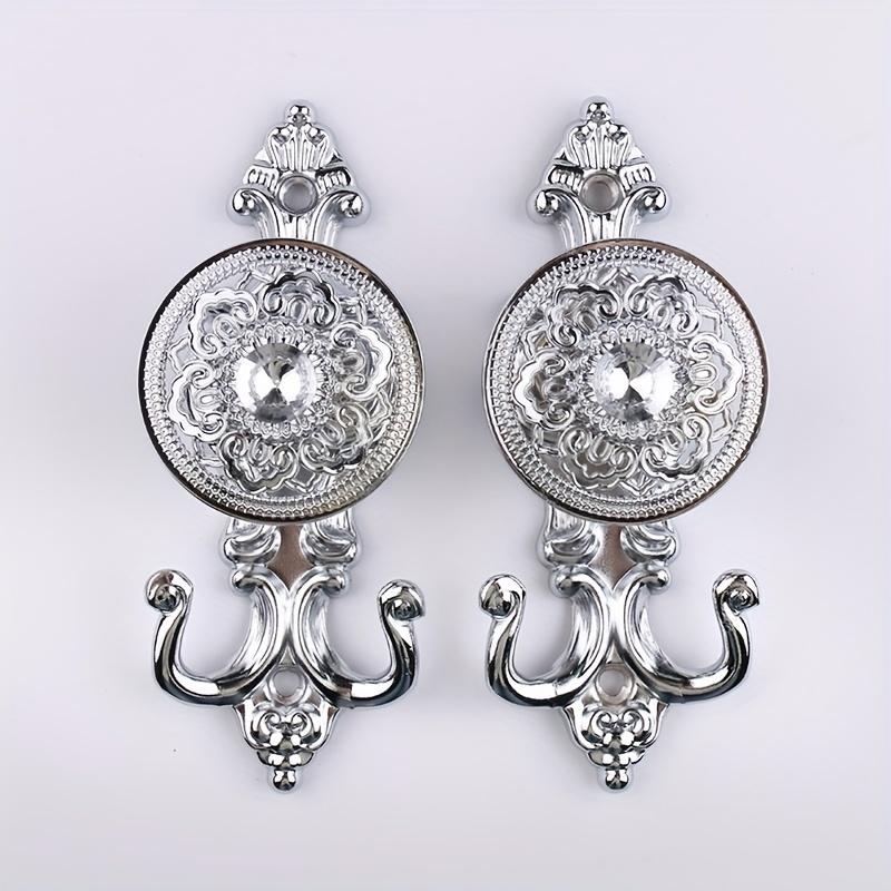 2 крючка для штор из высококачественного цинкового сплава с точечным сверлением и муаровым металлом - подходят для украшения штор на балконе, в спальне и гостиной, добавляя нотку роскоши