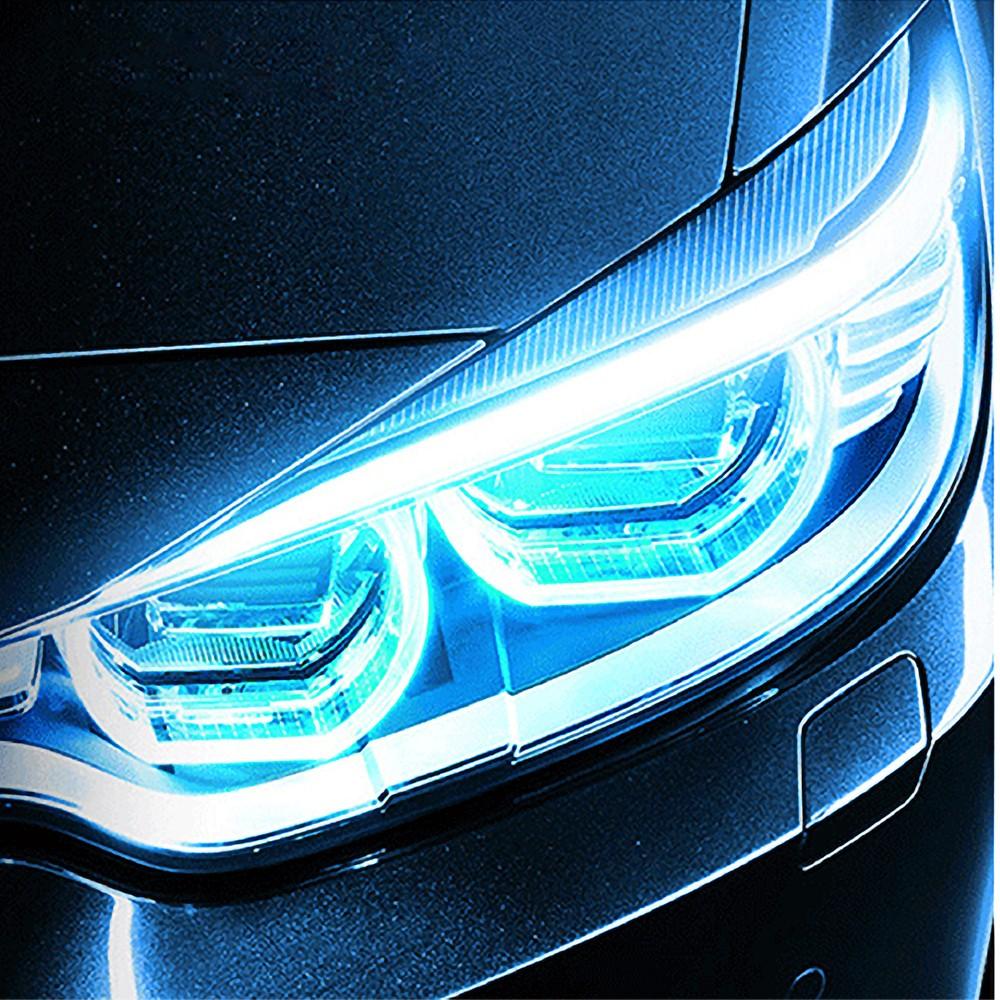 2pcs Car Flexible Strip LED Headlight Sequential Slim Turn Signal Light DRL 60cm