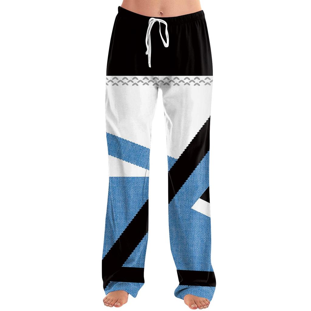 Женские пижамные штаны, одежда для сна, повседневные брюки с эластичной резинкой на талии, удобные прямые свободные брюки для йоги